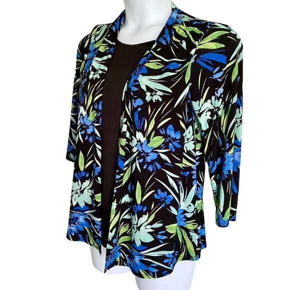 Ava & Grace One Piece Top Leaf Print Attached Black Tank Front Women's Medium - Picture 4 of 9